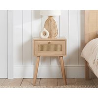 Croxley - 1 Drawer Bedside Table - Oak - Rattan - Wooden - Happy Beds