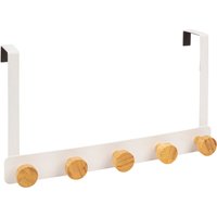 White 5 Hook Iron Over-Door Robe Hook Set