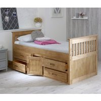 Captains - Single - High Foot-End Storage Bed - Waxed Pine - Wooden - 3ft - Happy Beds
