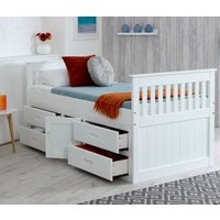 Captains - Single - High Foot-End Storage Bed - White - Wooden - 3ft - Happy Beds