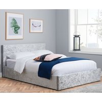 Berlin - King Size - Ottoman Storage Bed - Light Grey - Crushed Velvet - King - Happy Beds