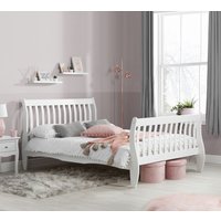 Belford - Double - Sleigh Bed - White - Wood - 4ft6 - Happy Beds