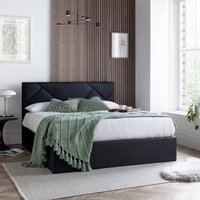 Chicago - King Size - Ottoman Storage Bed - Black - PU Leather – 5ft – Happy Beds