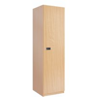 One Door Locker In Beech MFC With One Fixed Shelf, Two Coat Hooks And Digital Lock