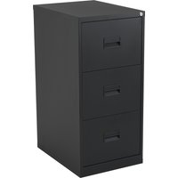 Steel 3 Drawer Lockable Filing Cabinet - Black - Core