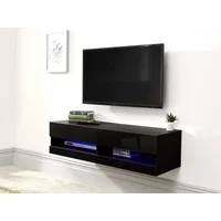 GFW Galicia 180cm Black Wall TV Cabinet With LED Lighting