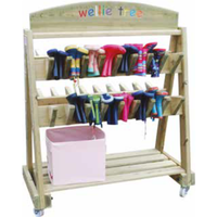 Outdoor Wooden Wellie Tree Storage Rack