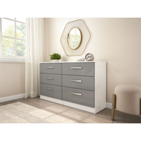 Birlea Lynx 6 Drawer Chest White and Grey Drawer Chest
