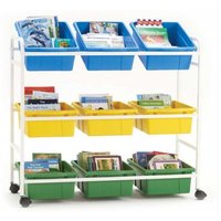 Classroom Storage Cart with 9 Divided Tubs