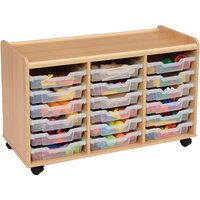 Windwood Early Years Triple Bay 18 Shallow Tray Storage Unit with Castors