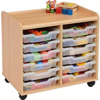 Windwood Early Years Double Column Shallow Tray Storage Unit with Castors