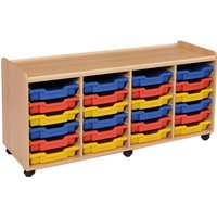 Windwood Early Years Four Bay Shallow Tray Storage Unit with Castors
