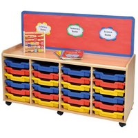 Windwood Early Years 24 Shallow Tray Storage Unit With Cork Panel