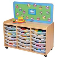 Windwood Early Years Shallow Tray Storage Unit With Cork Panel