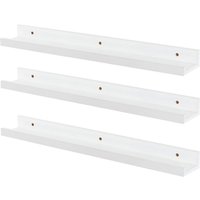 57cm White Floating Picture Ledge Shelves - Pack of Three