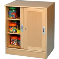 Solid Beech Classroom Cupboard with Sliding Doors
