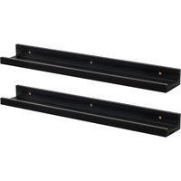 57cm Black Floating Picture Ledge Shelves - Pack of Two