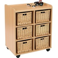 Woodland Early Years Beech Classroom Storage Unit with 6 Wicker Baskets