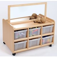 Double Sided Storage Unit with Mirror and Deep Trays
