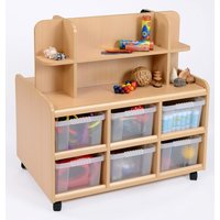 Double Sided Storage Unit with Mirror, Display Shelf and Deep Trays
