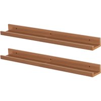 57cm Brown Floating Picture Ledge Shelves - Pack of Two