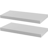 60cm White Modern Floating Shelves - Pack of Two