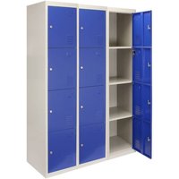 Steel Lockers 12 Compartments 180cm - Grey & Blue Set Of Three Flatpack by Raven