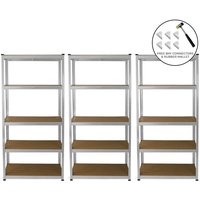 Galvanised Steel & MDF Shelving Units 180cm - Silver Set of Three E-Rax 90cm by Raven