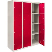 Steel Lockers 12 Compartments 180cm - Grey & Red Set Of Three by Raven