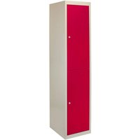 Steel Locker 2 Compartments 180cm - Grey & Red Flatpack by Raven