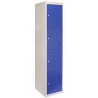 Steel Locker 4 Compartments 180cm - Grey & Blue Flatpack by Raven