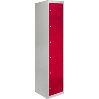 Steel Locker 6 Compartments 180cm - Grey & Red Flatpack by Raven