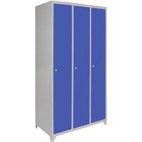 Steel Locker 3 Compartments 180cm - Grey & Blue Flatpack by Raven