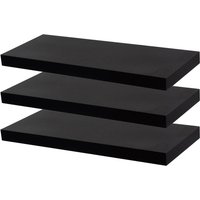 60cm Black Modern Floating Shelves - Pack of Three