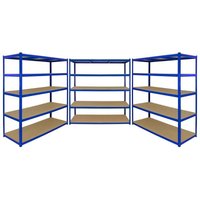 Steel Shelving Units 180cm - Blue Heavy Duty Set Of Three Extra Wide T-Rax 160cm by Raven