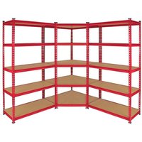 Steel & MDF Shelving Units 180cm - Red Set Of Three Extra Strong Z-Rax 90cm Corner by Raven