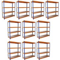 Steel Shelving Units 180cm - Blue & Orange Set Of Ten S-Rax 150cm by Raven