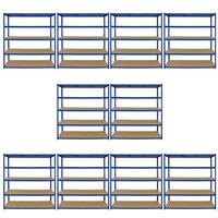 Steel Shelving Units 180cm - Blue Heavy Duty Set Of Ten Extra Wide T-Rax 160cm by Raven