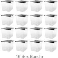 16 x Plastic Storage Boxes 110 Litres Extra Large - Clear & Black Supa Nova by Strata