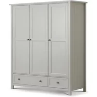 Julian Bowen Maine Dove Grey 3 Door 2 Drawer Triple Wardrobe