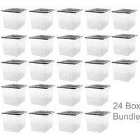 24 x Plastic Storage Boxes 110 Litres Extra Large - Clear & Black Supa Nova by Strata