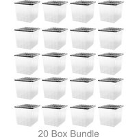 20 x Plastic Storage Boxes 110 Litres Extra Large - Clear & Black Supa Nova by Strata