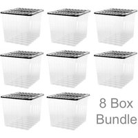 8 x Plastic Storage Boxes 110 Litres Extra Large - Clear & Black Supa Nova by Strata