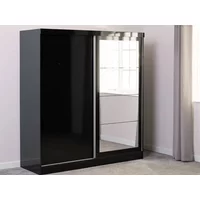 Seconique Nevada Black High Gloss Sliding Mirrored Wardrobe